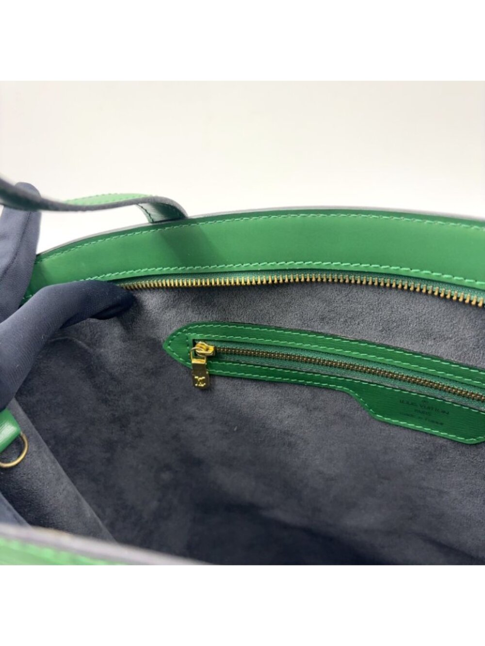 Louis Vuitton Sun Jack Shopping Epi Borneo Green Leather Shoulder Bag Gold - Picture 14 of 15